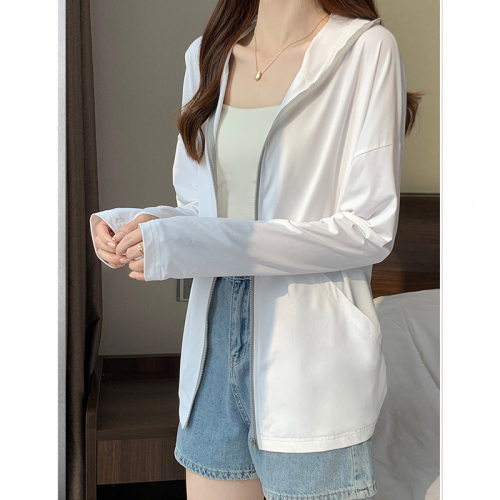 Korean version summer 2024 anti-UV light and breathable hooded cardigan sun protection clothing for women