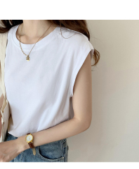 時尚超火韓版新款無袖背心純色t恤女寬鬆夏季學生上衣外穿潮