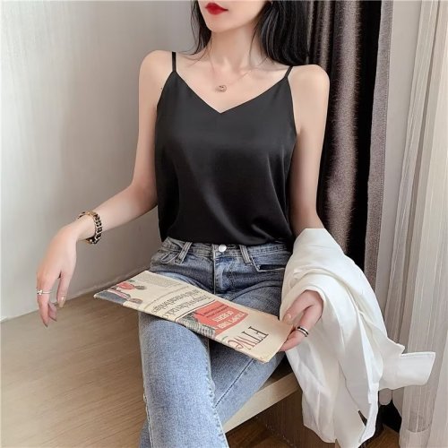 Real shot of large size fat mm camisole women's loose inner wear sleeveless top spring and summer bottoming shirt 9039
