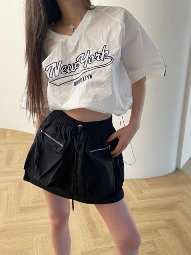 韩国夏季新款~刺绣英文字母运动尼龙短袖T恤上衣宽松中性风球衣
