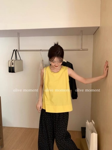 alive moment2024春夏季韩系简约慵懒风百搭圆领韩系背心女潮