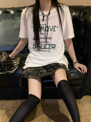 Actual shot of new summer Korean style shoulder lazy letter printed loose short-sleeved T-shirt tops for women trendy