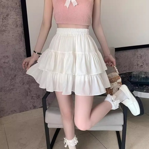 夏季新款蛋糕裙白色短裙