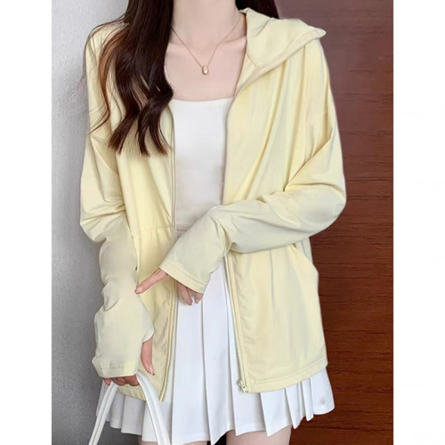 Korean version summer 2024 anti-UV light and breathable hooded cardigan sun protection clothing for women