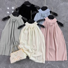 C.X初心新款溫柔淑女立體玫瑰花配飾無袖背心