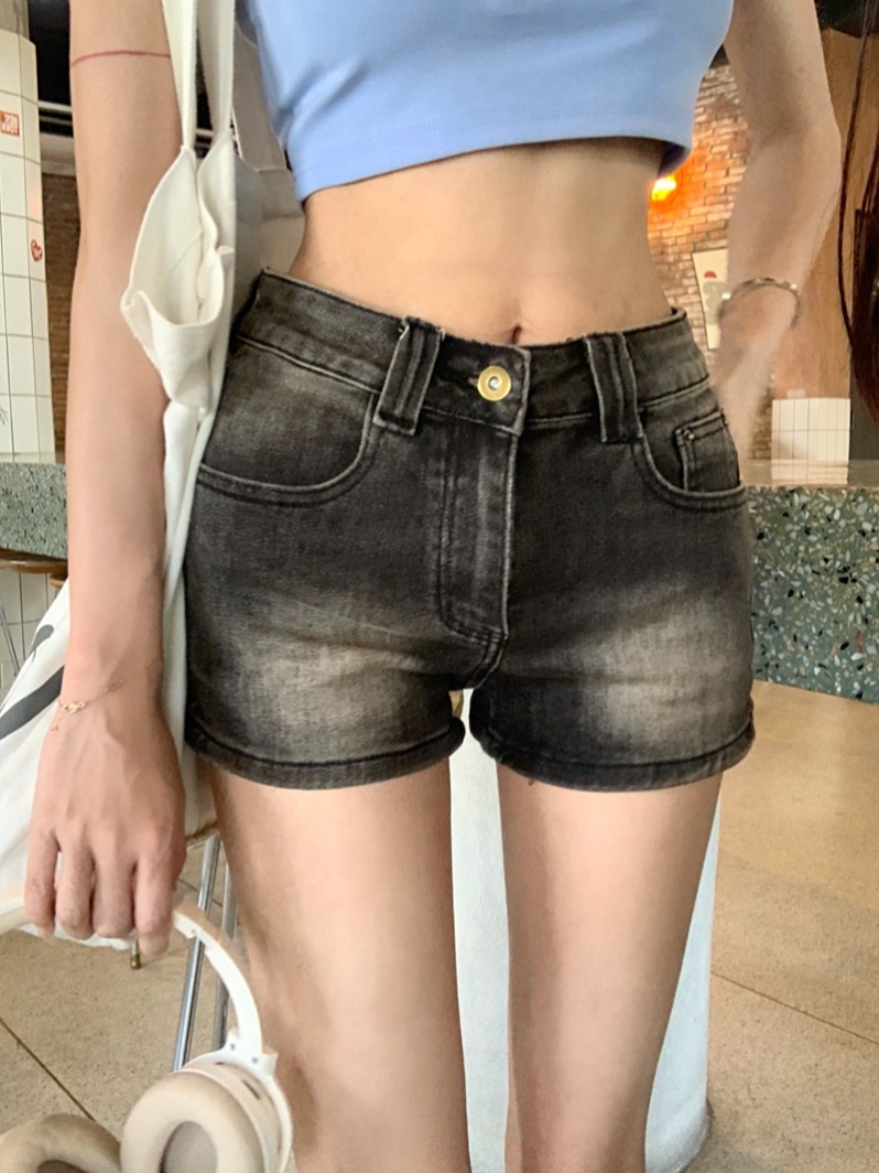 Shot #New Women's Denim Shorts Water Wash Design Back Pouch Cover Hot Girl Sexy Ultra Short Pants