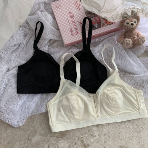 Real shot of summer wire-free comfortable breathable underwear for women without trace small breasts push-up anti-sagging bra