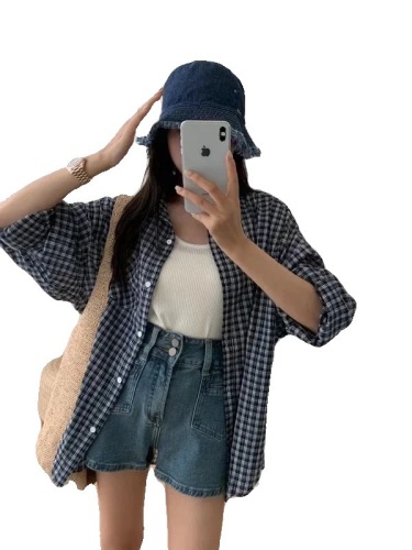 liyunzhen Li Yunzhen Thin Plaid Sun Protection Jacket Women's 2024 Summer Korean Style Loose Slim Top