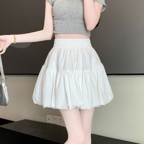 Real shot ~ Cloud fluffy high-waisted A-line bud pleated skirt for women 2024 new lantern skirt