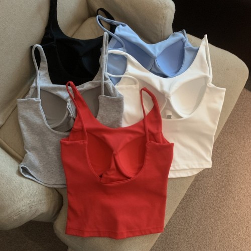 Real shot of summer versatile hot girl v neck backless strap 