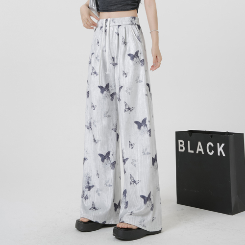 Summer Korean style ink butterfly national style casual pants for women new Chinese style sweatpants wide leg trousers