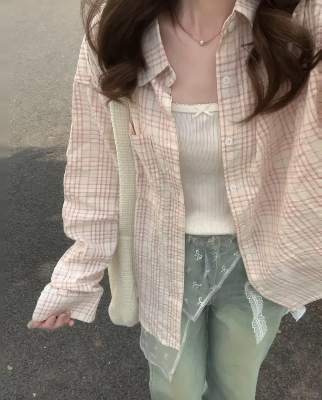 Women's Summer 2024 New Casual Style Pink Gingham Long-Sleeve Shirt, Thin Version, Layered and Sun-Protective Top