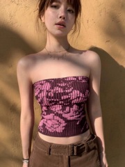 性感辣妹無袖針織抹胸女夏季小個子修身顯瘦休閒百搭短款露肩上衣