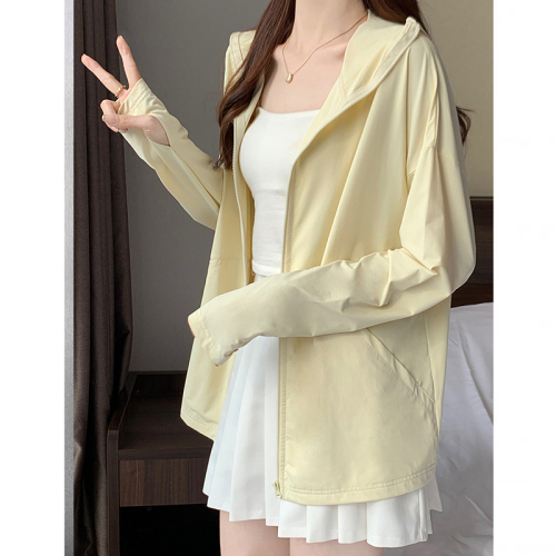 Korean version summer 2024 anti-UV light and breathable hooded cardigan sun protection clothing for women