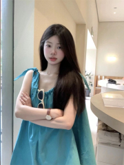 韓版抽繩襯衫女夏季設計感小眾寬鬆吊帶衫上衣女