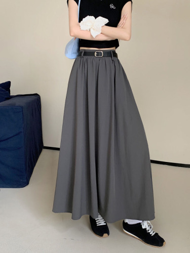 Actual shot ~ 2024 new solid color simple large swing umbrella skirt casual skirt high waist A-line long skirt