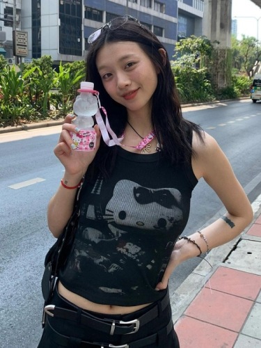 辣妹吊带女夏季hellokitty音乐节穿搭街头打底背心y2k朋克上衣潮