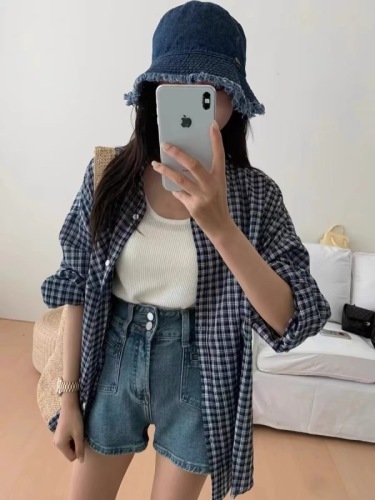 liyunzhen Li Yunzhen Thin Plaid Sun Protection Jacket Women's 2024 Summer Korean Style Loose Slim Top