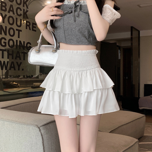 Real shot ~ Cake skirt, white tutu skirt, high-waisted skirt, girly style short skirt, black ballet skirt