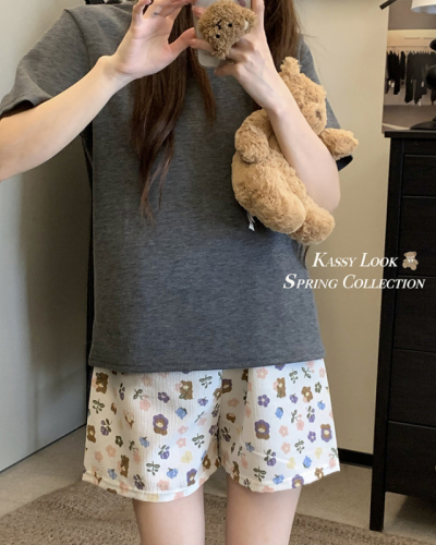Actual shot~ Summer new Korean style loose and thin style home casual walking pants that can be worn outside long and short pajamas for women
