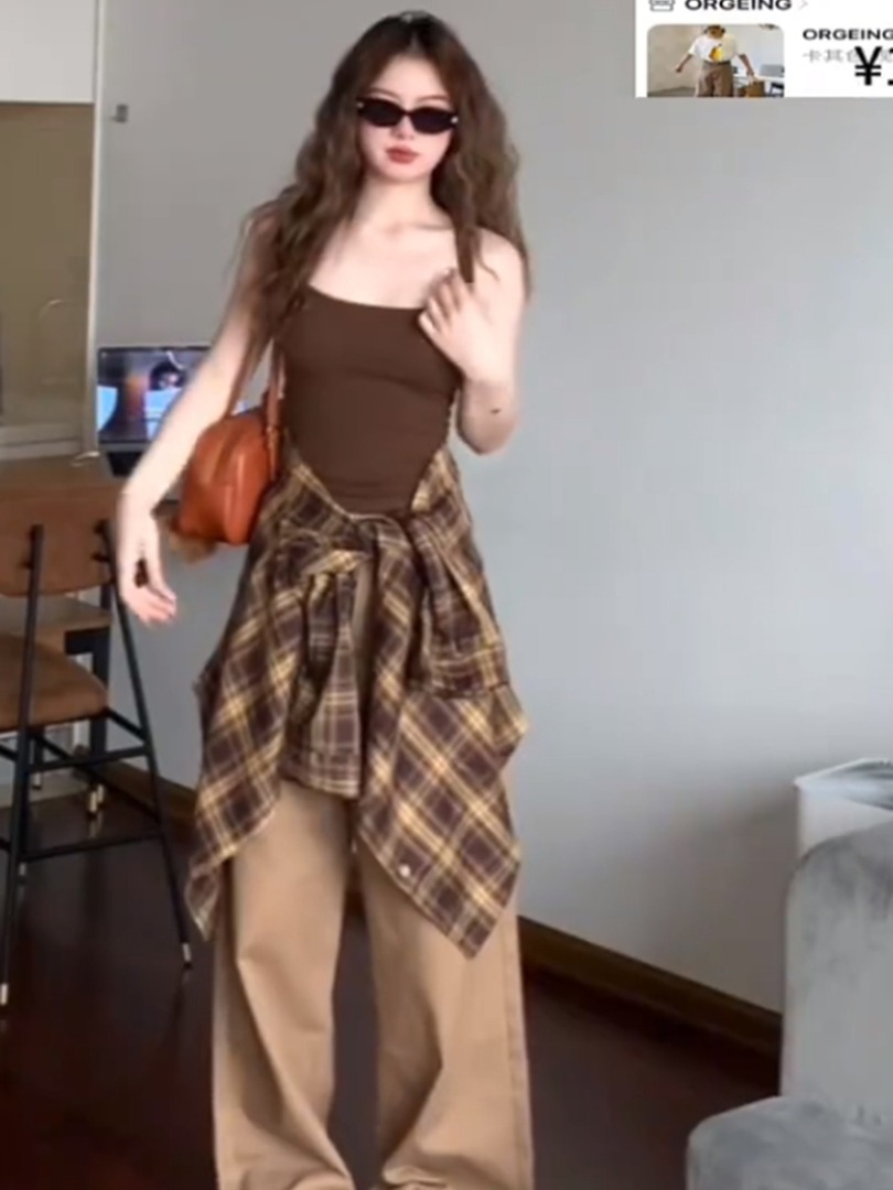 純欲復古咖色背心女夏季短款修身顯瘦高級感名媛氣質休閒百搭上衣