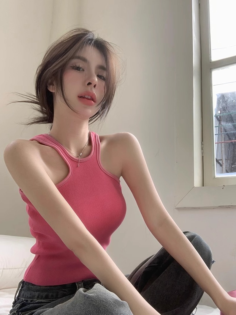 Tmall quality vest women's American cool hottie style I-shaped design spring new solid color top