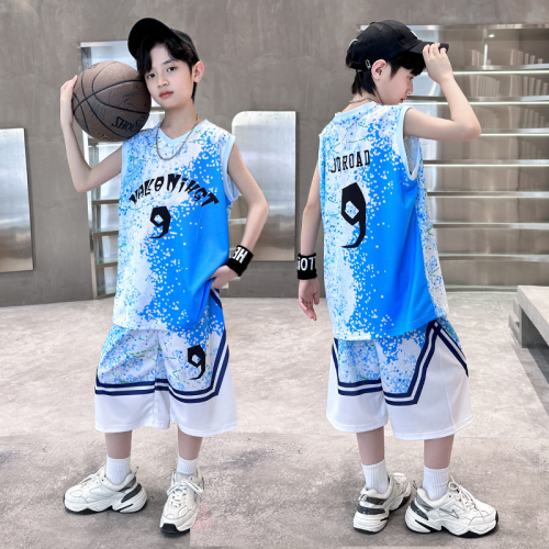 男童夏装休闲背心套装2024新款中大儿童夏季男孩运动篮球服两件套