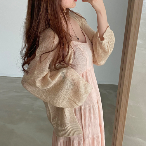 韩国chic慵懒百搭夏季宽松型薄款针织开衫防晒外套女