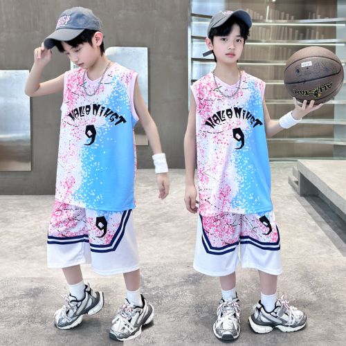 男童夏装休闲背心套装2024新款中大儿童夏季男孩运动篮球服两件套
