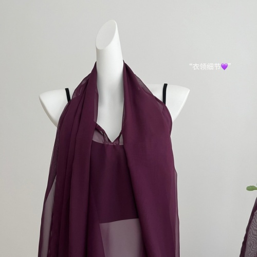 DoggyQin Saint L purple sleeveless ribbon chiffon blouse see-through top