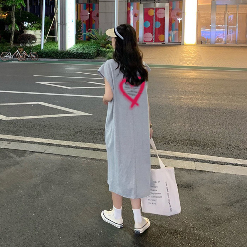 Korean and Korean style dress loose casual long sleeveless sexy vest lazy skirt home clothes