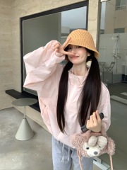 Actual shot of designer stand-collar zipper sun protection top