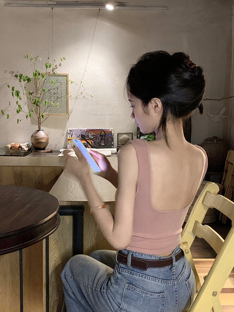 Actual shot ~ short leaky vest for women, summer hot girl design slim-fitting top