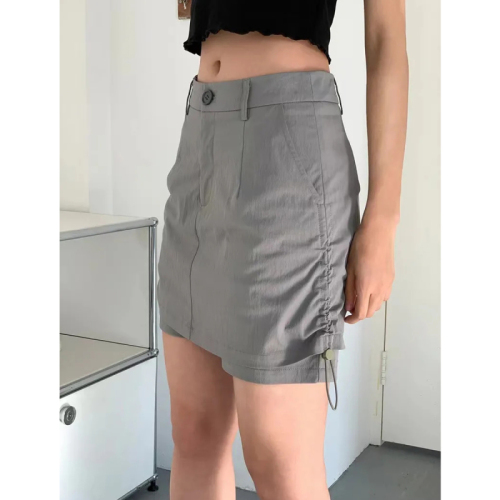 Official photo A word workwear half skirt hot girl short skirt women's summer new design sense small crowd skirt American pants skirt 