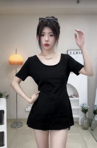 法式短袖t恤女夏季2024新款韩版设计感蚂蚁腰减龄竹节棉上衣
