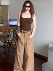 純欲復古咖色背心女夏季短款修身顯瘦高級感名媛氣質休閒百搭上衣