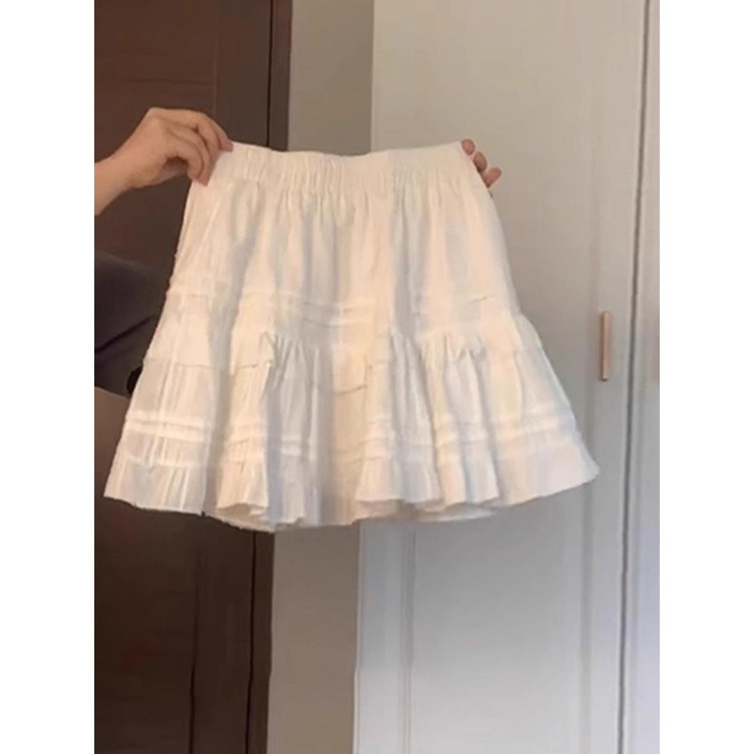 芭蕾風白色半身裙女夏季2024新款早春小個子蛋糕蓬蓬裙荷葉邊短裙