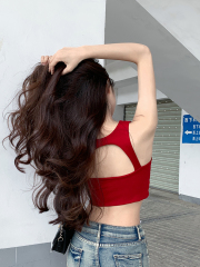 Actual shot ~ short leaky vest for women, summer hot girl design slim-fitting top