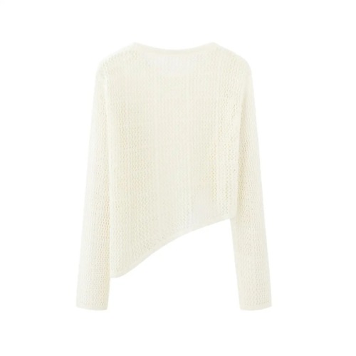 Thin ice silk hollow knitted sweater sun protection clothing for women summer 2024 new style outer blouse irregular tops for women