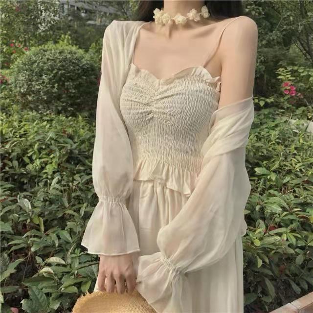Super sun-proof cardigan for women, summer chiffon top, breathable, suspender skirt, small shawl, light jacket