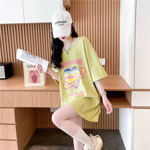 Quality/Pure Cotton/Mid-Length Heavy Industry Loose Backless Bow Design T-shirt