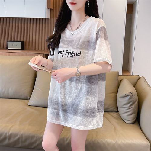 First real shot of 100 polyester ice silk sun protection clothing summer nano silk loose breathable thin coat T-shirt for women