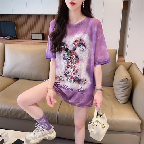 First real shot of 100 polyester ice silk sun protection clothing summer nano silk T-shirt female Internet celebrity ins trend super hot versatile top