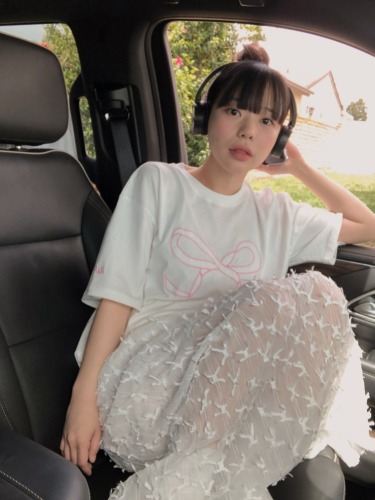 Korean ins summer girl ribbon chiffon mid-length skirt