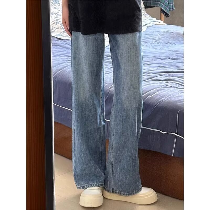 Actual shot of starry sky pattern jeans for men 2024 trendy brand American retro washed casual straight leg loose wide leg trousers