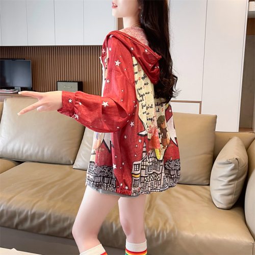 First real shot of Chinese style sun protection clothing summer nanosilk loose breathable thin cardigan hooded jacket for women