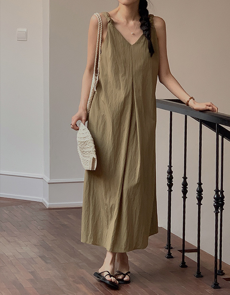 Korean chic summer elegant sleeveless dress for women slimming long dress