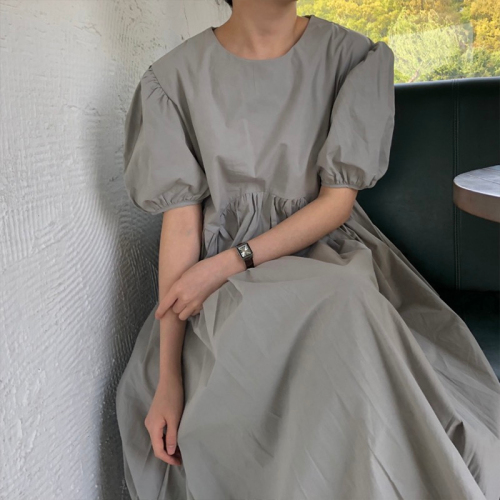 2024 Korean chic summer plus size Dongdaemun new niche simple solid color loose long dress for women