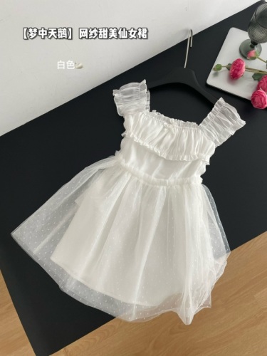 一颗甜桃yikett梦中天鹅白色短款连衣裙夏季新款女甜美仙女裙