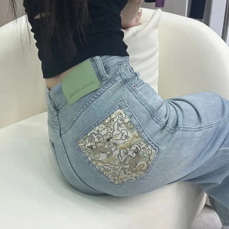 薄款淺色直筒褲子女2024夏季新款潮流時尚百搭水洗垂感窄版闊腿褲